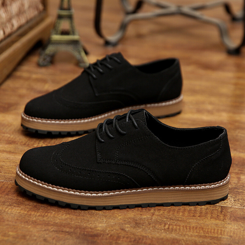 歐望2016新款男士休閑皮鞋男英倫板鞋布洛克雕花鞋bb535833542 深棕色 39